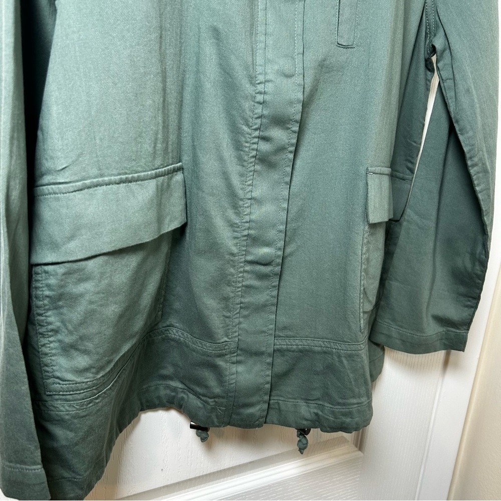 Eileen Fisher Organic Brushed Cotton Hemp Relaxed GREEN Jacket Size Small Petite - Picture 4 of 12